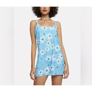 By Samii Ryan x SMILEY Modern Smiley Daisy Dress in Baby Blue Size XS NWT